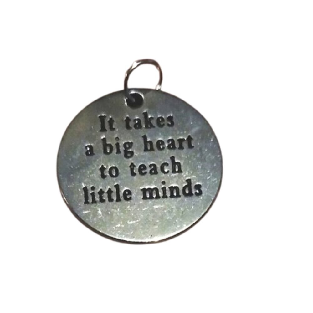 Silver Round Teacher Charm Necklace Bracelet Pendant Inspirational Words Gift